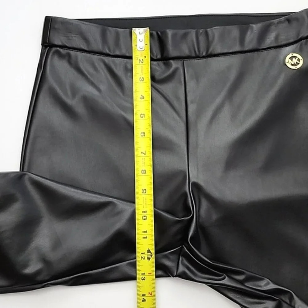 Michael Kors Women's Black Faux Leather Skinny Pull On Pants Stretch Size Medium - Picture 8 of 9